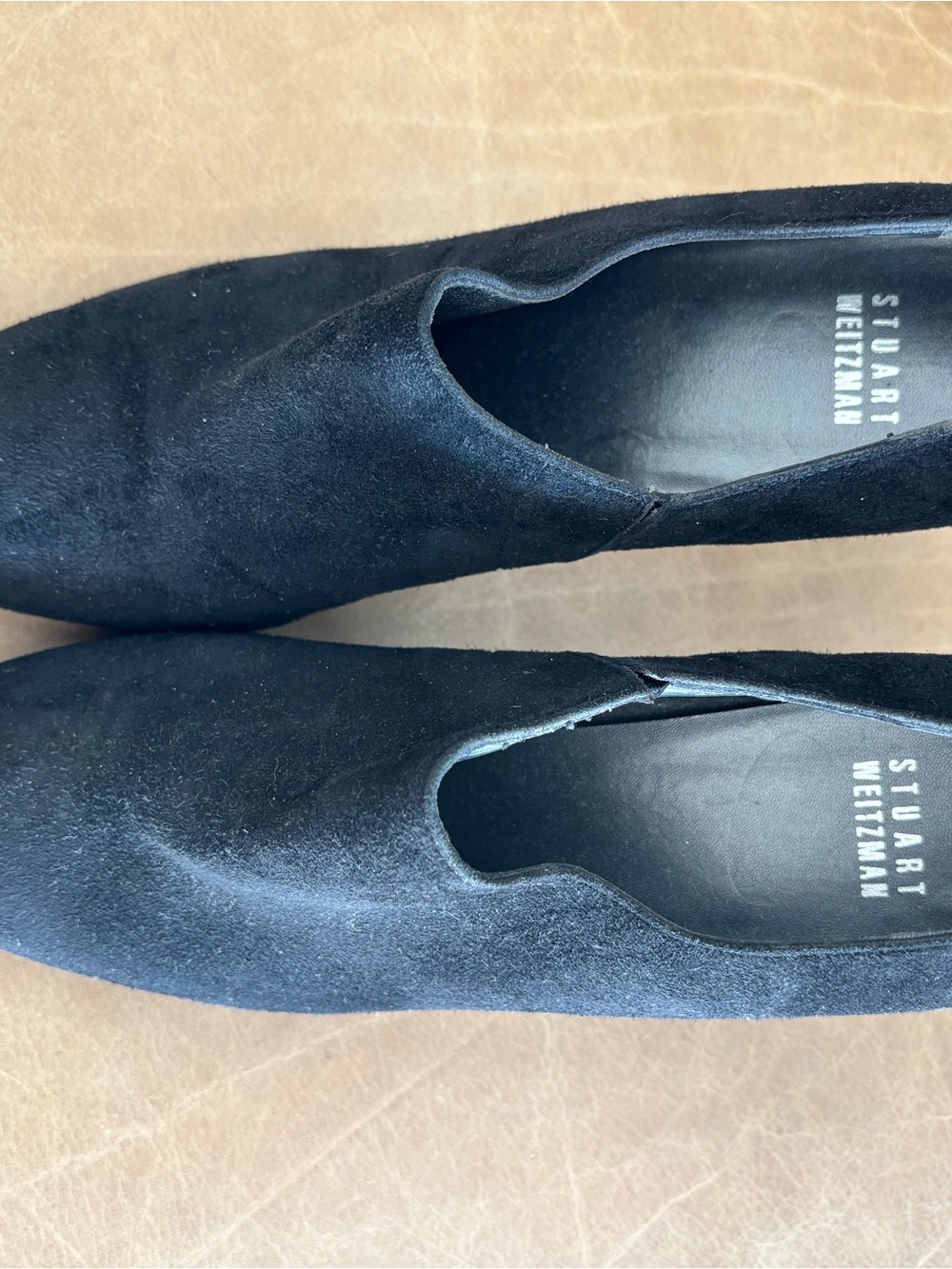 Stuart Weitzman Black Suede Slip-On Loafers